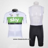 2012 Maillot Ciclismo Sky Lider Blanc et Vert Manches Courtes et Cuissard