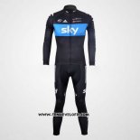 2012 Maillot Ciclismo Sky Noir et Azur Manches Longues et Cuissard