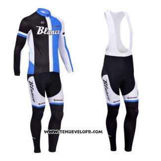 2013 Maillot Ciclismo Blanco Noir et Bleu Manches Longues et Cuissard