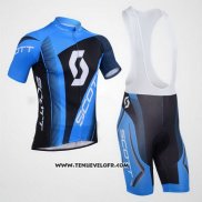 2013 Maillot Ciclismo Scott Bleu et Noir Manches Courtes et Cuissard