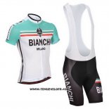 2014 Maillot Ciclismo Bianchi Blanc et Vert Manches Courtes et Cuissard