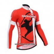 2014 Maillot Ciclismo Giordana Rouge et Blanc Manches Longues et Cuissard