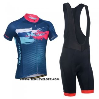 2014 Maillot Ciclismo Monton Rouge et Bleu Manches Courtes et Cuissard