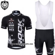 2015 Maillot Ciclismo Rock Racing Blanc et Noir Manches Courtes et Cuissard