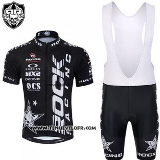 2015 Maillot Ciclismo Rock Racing Blanc et Noir Manches Courtes et Cuissard