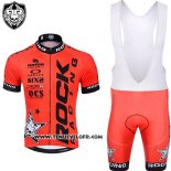 2015 Maillot Ciclismo Rock Racing Noir et Orange Manches Courtes et Cuissard