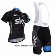 2015 Maillot Ciclismo Sky Azur et Noir Manches Courtes et Cuissard