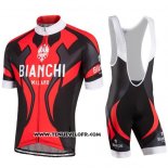 2016 Maillot Ciclismo Bianchi Noir et Rouge Manches Courtes et Cuissard