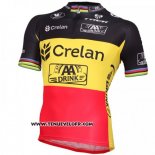 2016 Maillot Ciclismo Crelan AA Noir et Jaune Manches Courtes et Cuissard