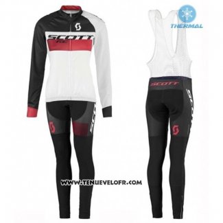 2016 Maillot Ciclismo Femme Scott Blanc et Noir Manches Longues et Cuissard