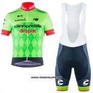 2017 Maillot Ciclismo Cannondale Drapac Vert Manches Courtes et Cuissard