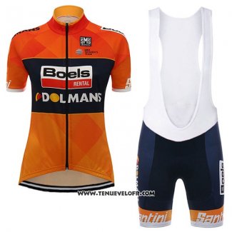 2017 Maillot Ciclismo Femme Damen Boels Dolmans Orange Manches Courtes et Cuissard