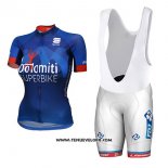 2017 Maillot Ciclismo Femme Dotomini Superbike Bleu Manches Courtes et Cuissard