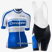 2017 Maillot Ciclismo Femme Orbea Bleu et Blanc Manches Courtes et Cuissard