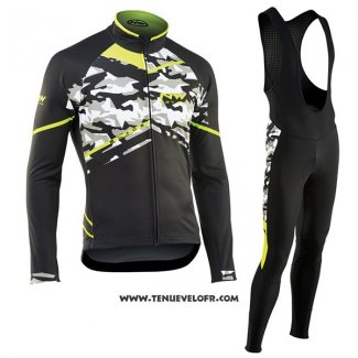 2017 Maillot Ciclismo Northwave Ml Noir et Camouflage Manches Longues et Cuissard