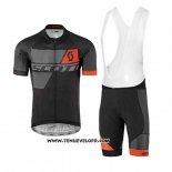 2017 Maillot Ciclismo Scott Gris et Noir Manches Courtes et Cuissard