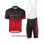 2017 Maillot Ciclismo Scott Noir Rouge Manches Courtes et Cuissard