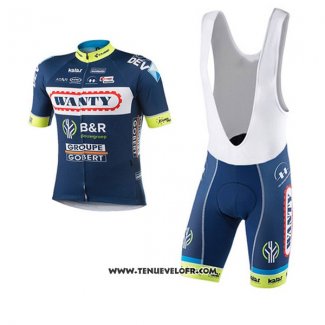 2017 Maillot Ciclismo Wanty Groupe Gobert Bleu Manches Courtes et Cuissard