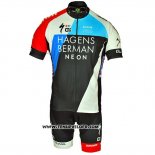 2018 Maillot Ciclismo Axeon Hagens Berman Bleu Noir Manches Courtes et Cuissard