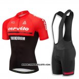 2018 Maillot Ciclismo Cervelo Rouge et Noir Manches Courtes et Cuissard