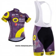 2018 Maillot Ciclismo Direct Energie Fuchsia et Jaune Manches Courtes et Cuissard