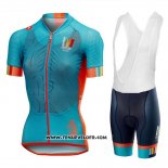 2018 Maillot Ciclismo Femme Castelli Maratona Dles Dolomites-enel Bleu Orange Manches Courtes et Cuissard