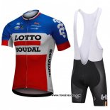 2018 Maillot Ciclismo Lotto Soudal Bleu et Rouge Manches Courtes et Cuissard