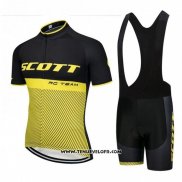 2018 Maillot Ciclismo Scott RC Noir Jaune Manches Courtes et Cuissard