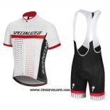 2018 Maillot Ciclismo Specialized Blanc Rouge Manches Courtes et Cuissard