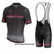 2018 Maillot Ciclismo Specialized Noir Grisn Rouge Manches Courtes et Cuissard