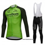 2018 Maillot Ciclismo Waowdeals Vert et Noir Manches Longues et Cuissard