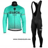 2019 Maillot Ciclismo Bianchi Milano XD Bleu Gris Manches Longues et Cuissard