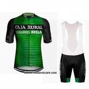 2019 Maillot Ciclismo Caja Rural Vert Noir Manches Courtes et Cuissard