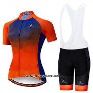 2019 Maillot Ciclismo Femme Miloto Violet Orange Manches Courtes et Cuissard