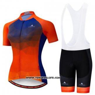 2019 Maillot Ciclismo Femme Miloto Violet Orange Manches Courtes et Cuissard