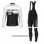 2019 Maillot Ciclismo Scott Noir Blanc Manches Longues et Cuissard