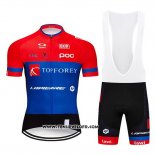 2019 Maillot Ciclismo Topforex Lapierre Rouge Bleu Manches Courtes et Cuissard