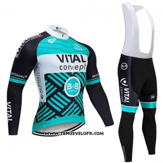 2019 Maillot Ciclismo Vital Concept Bleu Blanc Noir Manches Longues et Cuissard