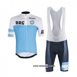 2020 Maillot Ciclismo Argentine Blanc Bleu Manches Courtes et Cuissard