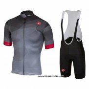 2020 Maillot Ciclismo Castelli Rouge Gris Manches Courtes et Cuissard