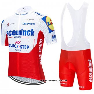 2020 Maillot Ciclismo Deceuninck Quick Step Blanc Rouge Manches Courtes et Cuissard