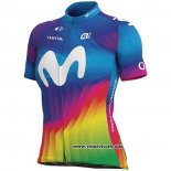 2020 Maillot Ciclismo Femme Movistar Multicolore Manches Courtes et Cuissard