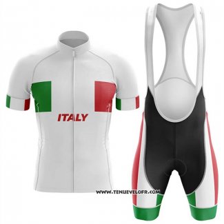 2020 Maillot Ciclismo Italie Blanc Manches Courtes et Cuissard