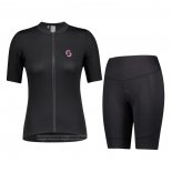 2021 Maillot Cyclisme Femme Scott Noir Manches Courtes et Cuissard