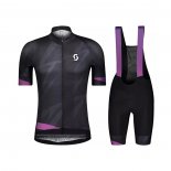 2021 Maillot Cyclisme Femme Scott Noir Violet Manches Courtes et Cuissard