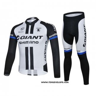 2021 Maillot Cyclisme Giant Alpecin Noir Blanc Manches Longues et Cuissard