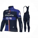 2023 Maillot Cyclisme Groupama-FDJ Profond Bleu Manches Longues et Cuissard