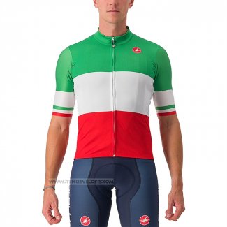 2023 Maillot Cyclisme Italie Vert Blanc Rouge Manches Courtes et Cuissard