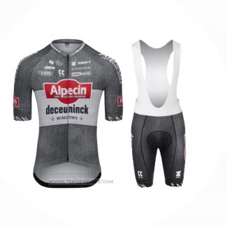 2024 Maillot Cyclisme Alpecin Deceuninck Gris Manches Courtes Et Cuissard