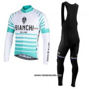 Maillot Ciclismo Bianchi Milano Nalles Bleu Clair Blanc Manches Longues et Cuissard